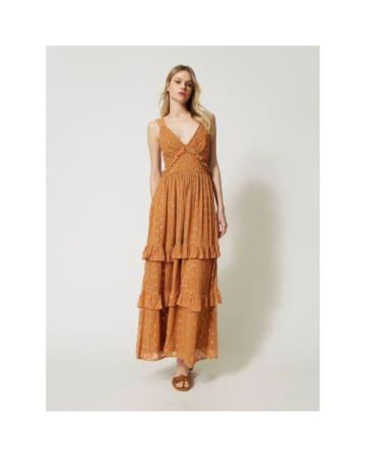 Long Georgette Dress Siena di Twin Set in Brown