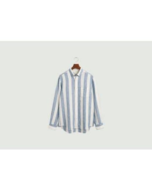 Gant Blue Striped Linen Shirt L for men