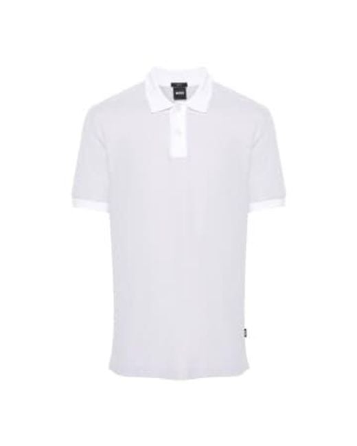 Boss Phillipson 37 Silver White Slim Fit Two Tone Polo Shirt 50513580 100 M for men