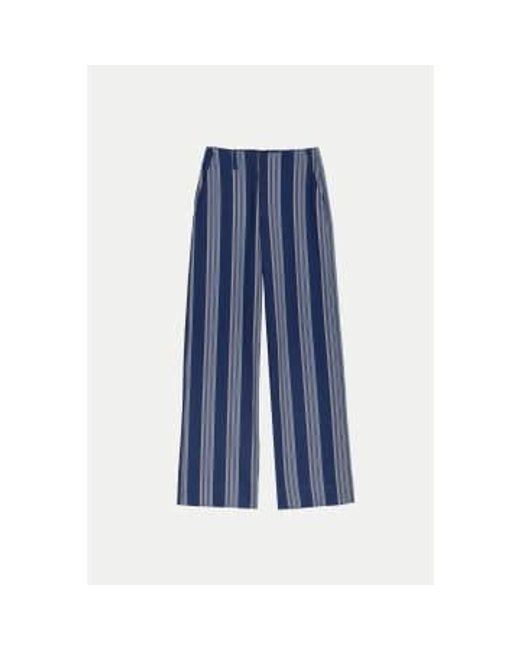 Apof Blue Structured Stripe Stefani Pants / S