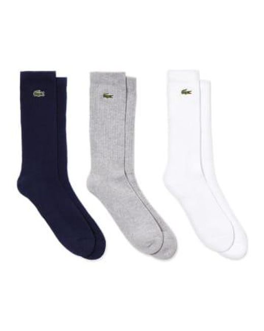 Lacoste Sport Socks 3 Pack Ra4182 Navy/white/grey 43/46 for men
