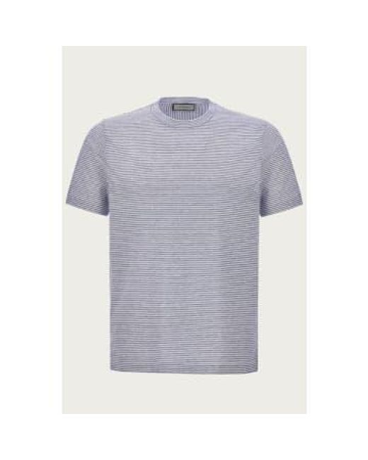 T-shirt en coton et lin rayé bleu et blanc t0003-mj02041-300 Canali pour homme en coloris Gray