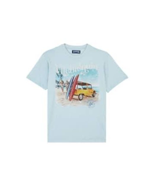Vilebrequin Blue Portisol Cotton T-shirt Surf And Mini Moke for men