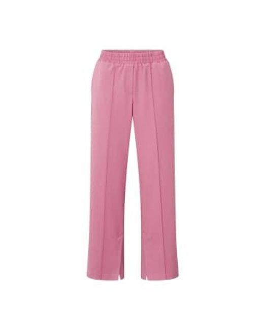 Yaya Pink Soft Woven Wide Leg Trousers With Slits Morning Glory Melange 34