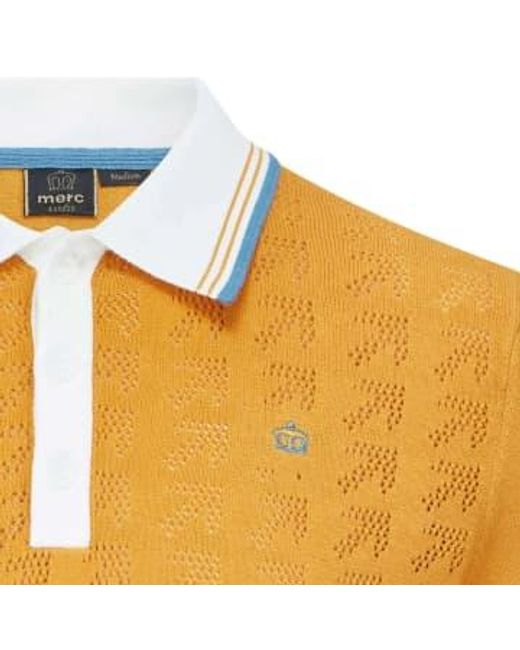 Merc London Orange Newton Knitted Polo Ochre M for men