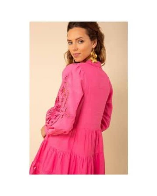 Bouton brodé à la ntelle taille la robe courte: s, col: rose Hale Bob en coloris Pink