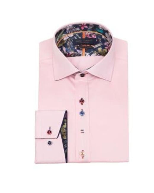 Guide London Pink Leafy Charm L/s Plain Shirt L for men