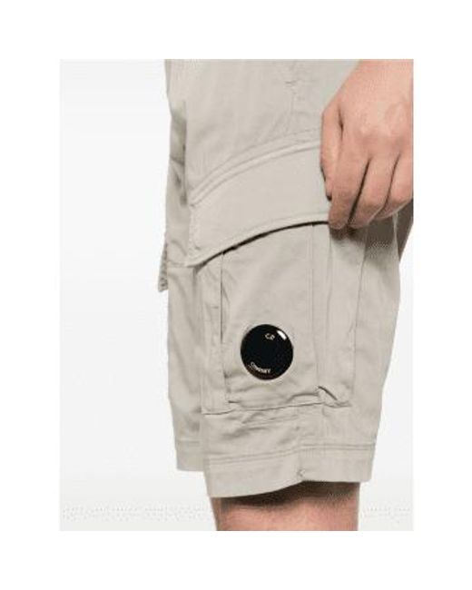 C P Company Gray Garment Dyed Stretch Sateen Lens Pocket Shorts Goat 44 for men