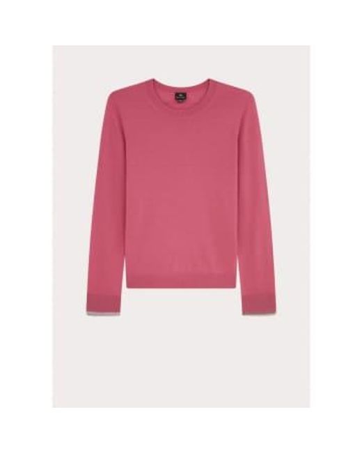 Paul Smith Pink Crew Neck Sheer Cuff Jumper Col: 54 , Size: M for men