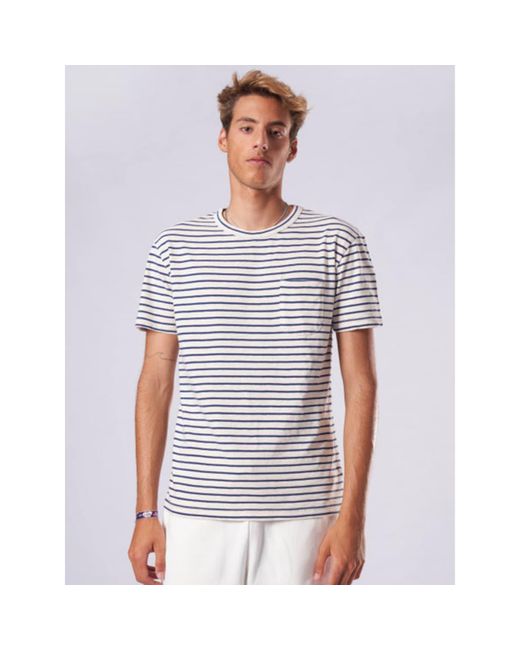La Paz Off White/blue Stripes Pocket Guerreiro T Shirt for men