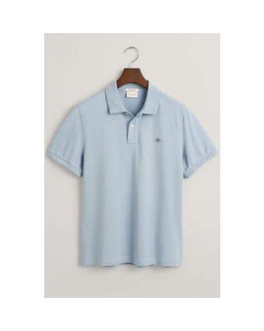 Regular Fit Shield Pique Polo Shirt In Dove 2210 474 di Gant in Blue da Uomo