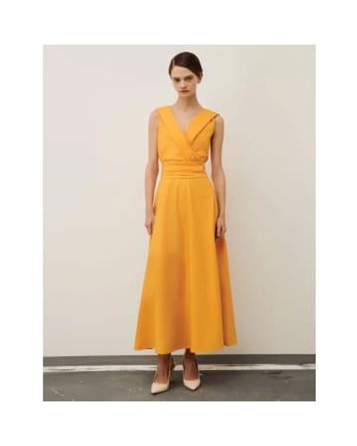 Marella Yellow Long Fit And Flare Dress