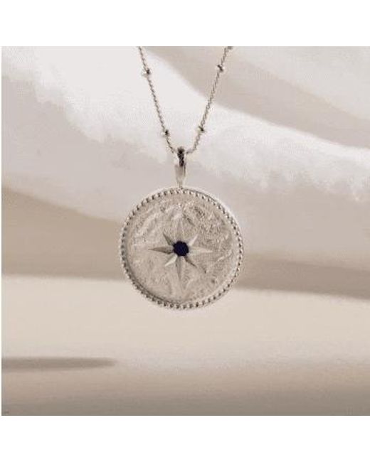 Kind Shorthand Coin Necklace di Claire Hill Designs in White