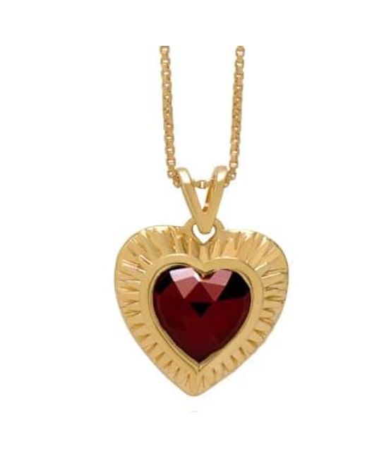 Rachel Jackson Metallic Electric Love Garnet Heart Necklace Plated /