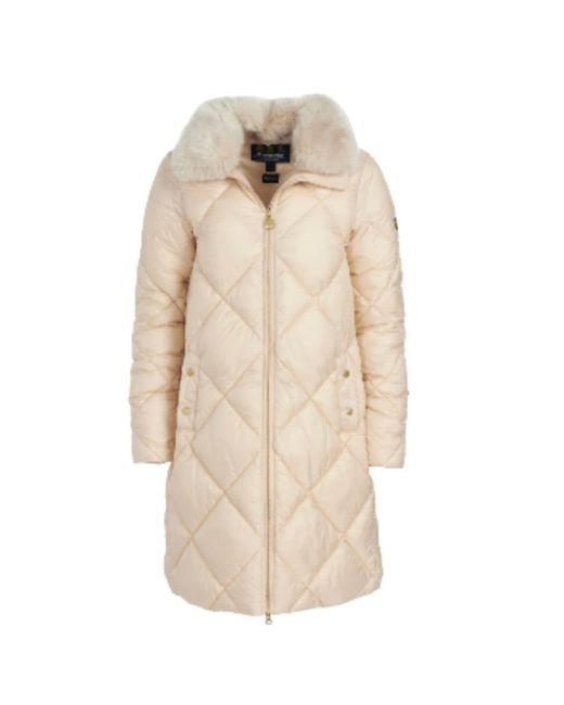 Barbour Natural Assen Long Quilted Jacket In Champagne