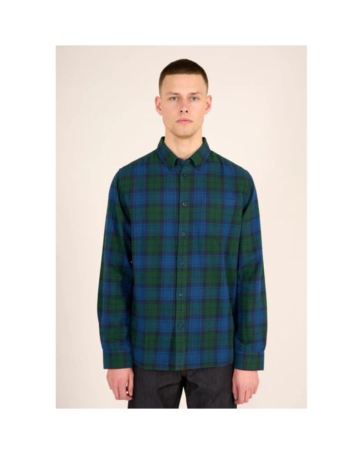 Knowledge Cotton Apparel Checked Shirt Trekking Green in Blue for Men | Lyst