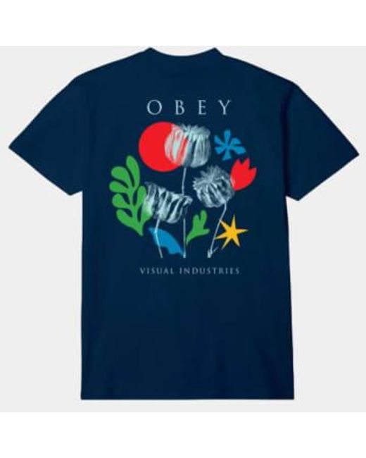 Obey Blue Flowers Paper Scissors T-shirt for men