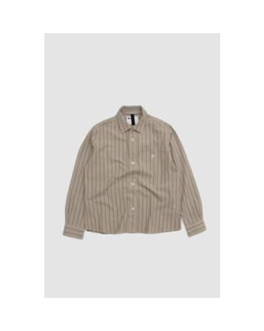 Overall Shirt Wide Stripe Cotton Linen Stone di Margaret Howell in Brown da Uomo