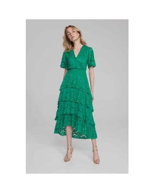 Joseph Ribkoff Green Lace Ruffled A-line Dress