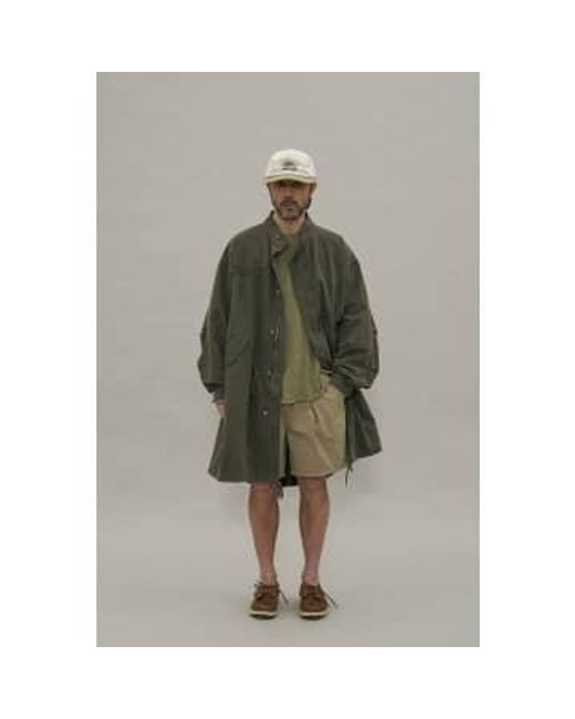 PARTIMENTO Green Vintage Washed M-65 Fishtail Coat In for men