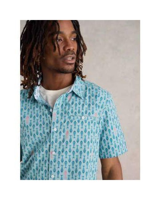 Chemise à manches courtes imprimées geo fish White Stuff pour homme en coloris Blue