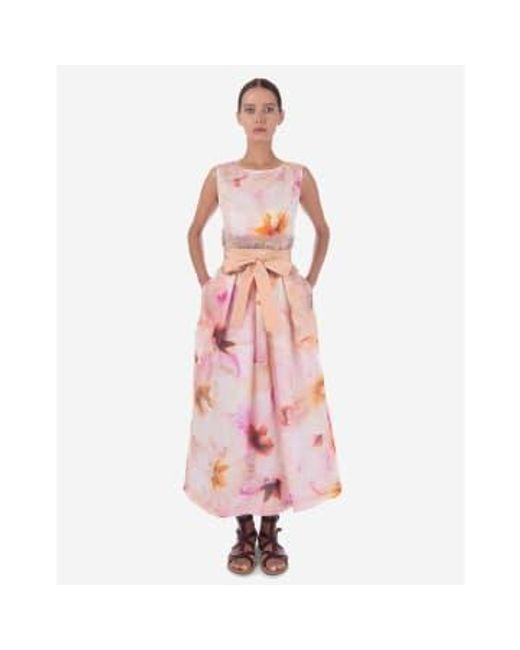 Riah Flower Print Sleeveless Midi Dress Col 425 Size di Sara Roka in Pink