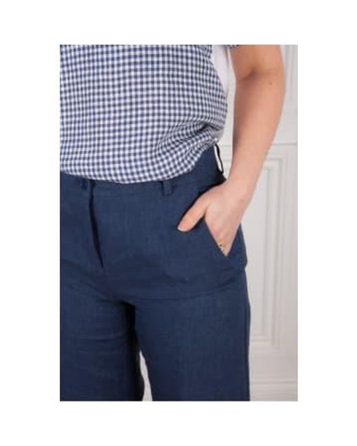 ROSSO35 Blue Linen Pant