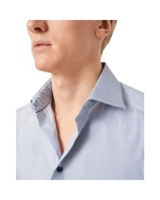Dark Slim Fit Fine Striped Signature Twill Shirt 10001172325 di Eton of Sweden in Blue da Uomo