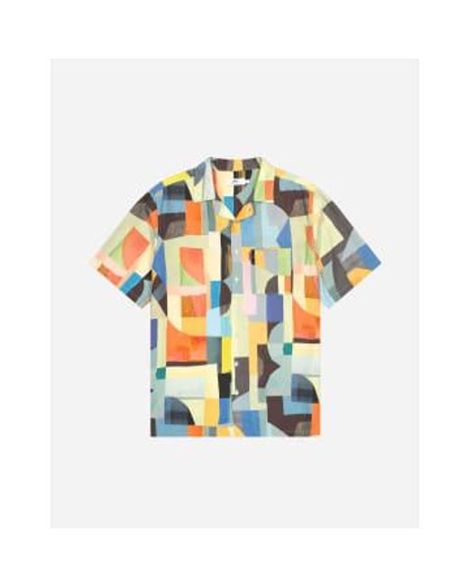 Olow Blue Multicolored Aloha Asbtract Shirt M for men
