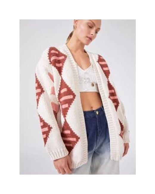 Hayley Menzies Red Nomad Cotton intarsia Long Strickjacke