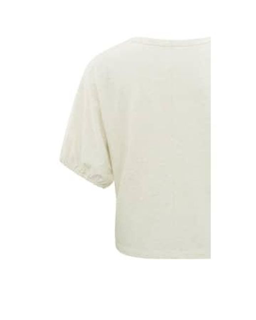 T-shirt avec cou rond et manches bouffées Yaya en coloris White