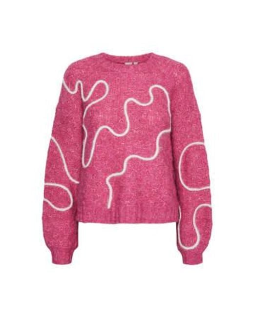 Y.A.S Pink | Cordy Ls Knit Pullover Carmine Xs