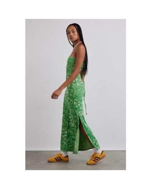 Damson Madder Green Fruit Label Jacquard Midi Dress
