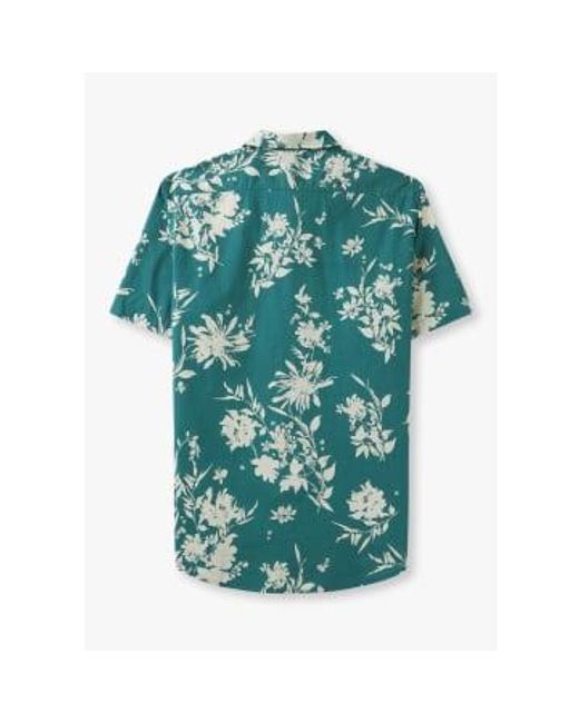 Replay Green S Floral Print Short Sleeve Shirt for men