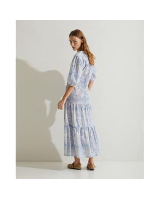 Yerse Blue Print Organic Cotton Dress