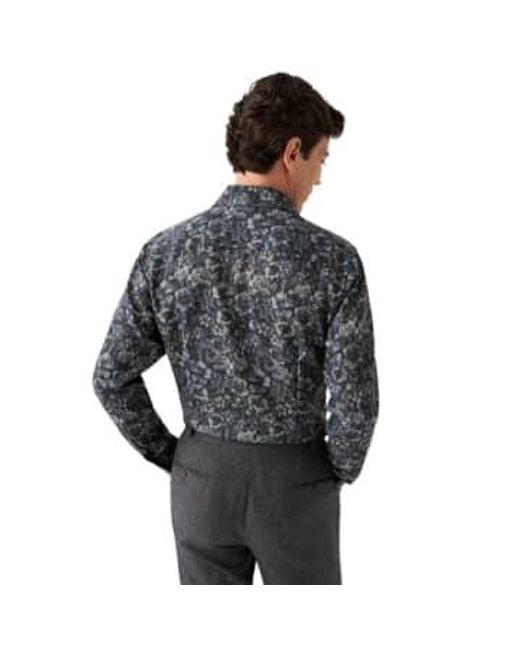 Camisa lana Merino estampado floral Slim Fit Navy 10001028427 Eton of Sweden de hombre de color Black