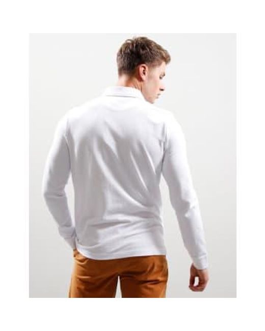 Farah White Blanes Long Sleeved Polo Shirt for men