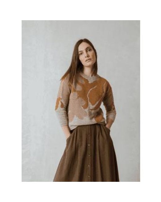 Indi And Cold Leaf Jacquard Jumper In From di Indi & Cold in Brown