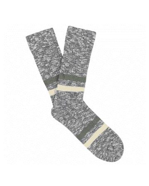 Escuyer Gray Melange Stripes Socks /khaki for men
