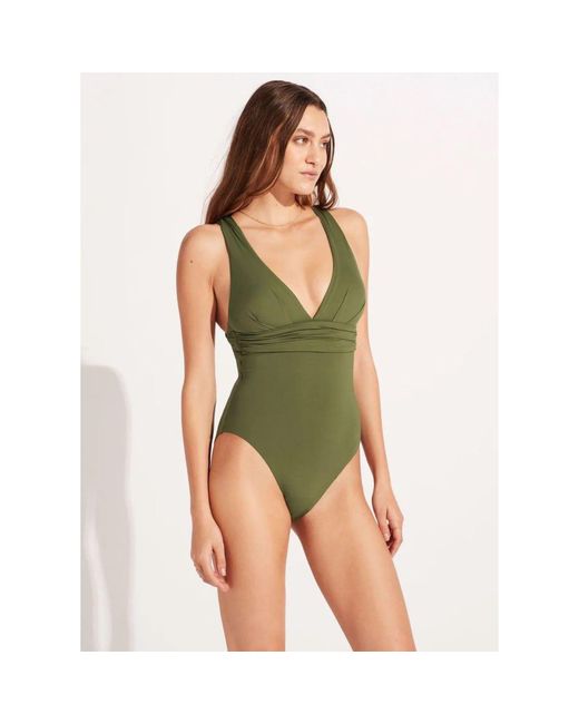 Seafolly Green Cross Back Swimsuit