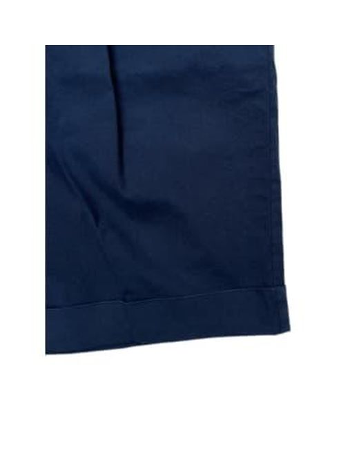 Fresh Blue Cotton One-pleat Shorts for men