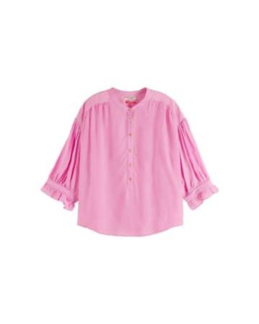 Scotch & Soda Pink Elbow Sleeve Popover Blouse Orchid 34