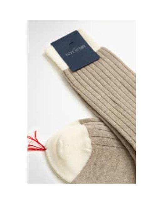 Bresciani White Blend Short Socks brown/greggio L for men