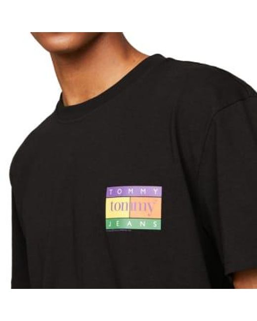 Tommy Jeans Regular Summer Flag T Shirt di Tommy Hilfiger in Black da Uomo