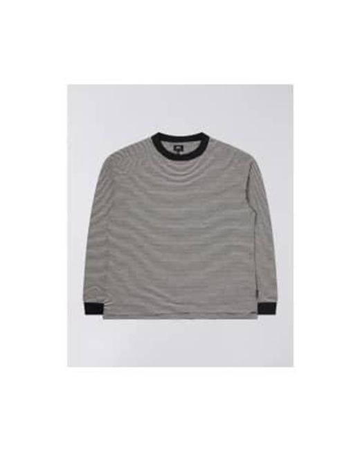 Edwin Gray Adam Stripe Ls T-shirt / White Small for men