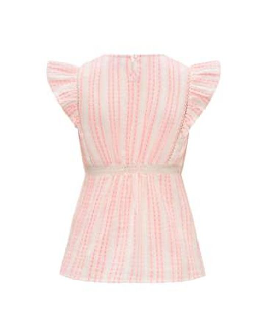Nookie Anya Frilly Pink And White Cotton Blouse S