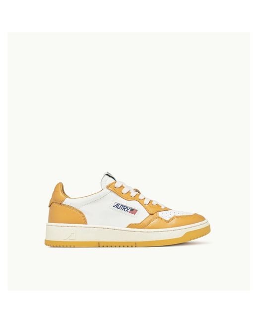Autry Medalist Low Bicolor Leather Shoes in Yellow | Lyst UK