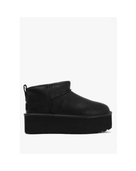 Plateforme classique ultra mini boot en cuir noir Ugg en coloris Black