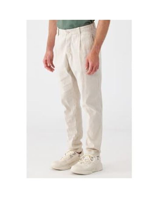 Transit Natural Double-faced Striped Cotton/linen Trousers Stone Extra Small / for men