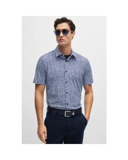 Boss Blue P-roan-ken Slim Fit Short Sleeve Shirt for men